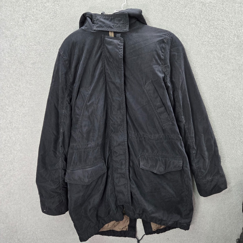 Abercrombie & Fitch Women Jacket M Black Faux Fur Lined Hooded Full Zip